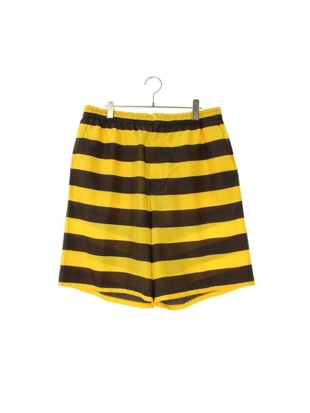 Prada Border Silk Shorts Pants Yellow- Brown